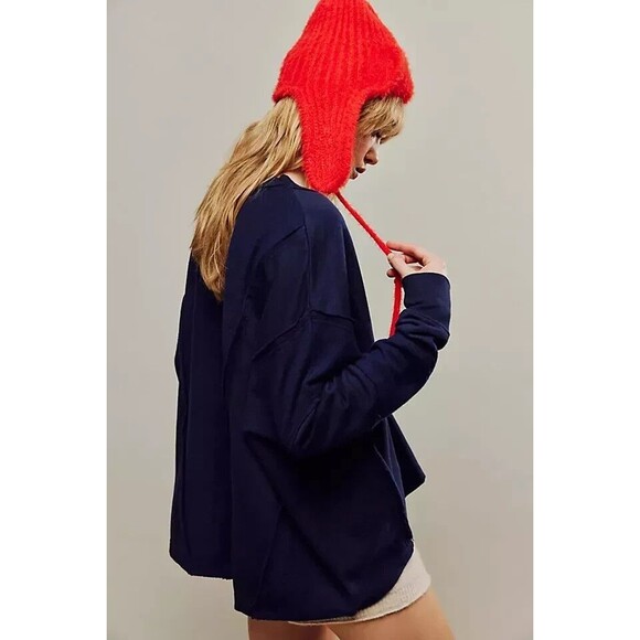 Free People Darcy Sweatshirt Top Oversized Solid Slouchy Ribbed Comfy S 273128 - Picture 3 of 8
